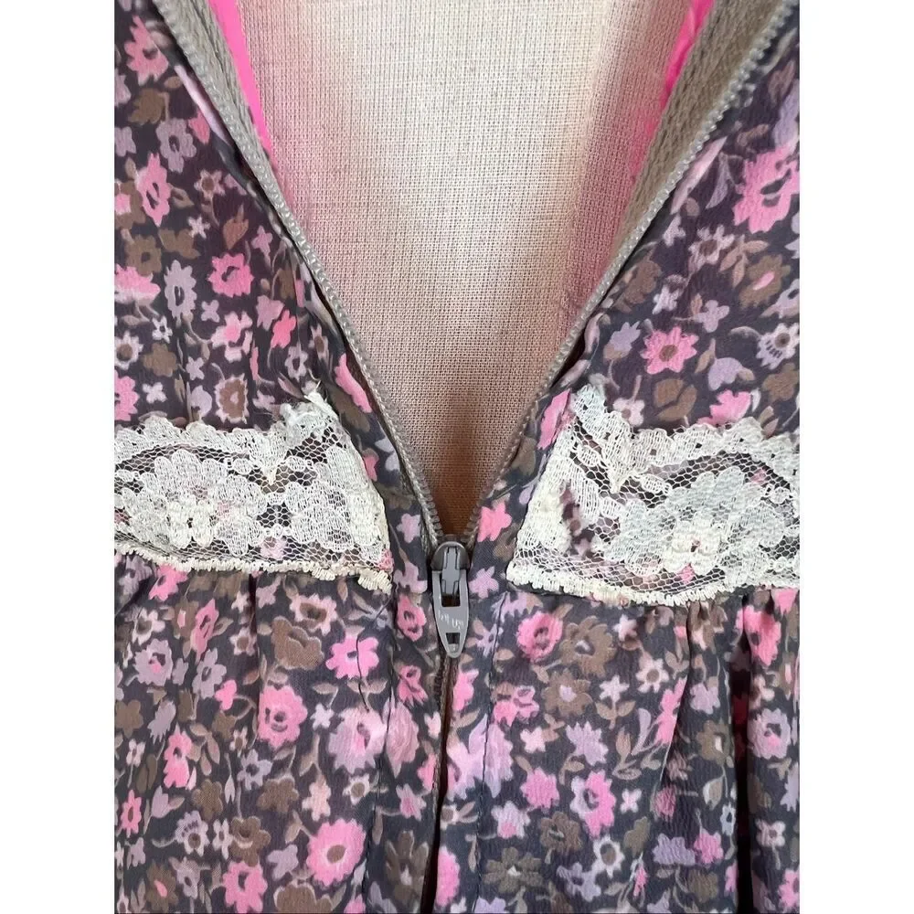 Vintage 1970s Victorian Prairie Dress Gunne Style Prairie Dress Floral Renaissan